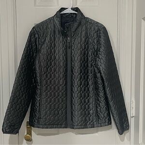 NWOT Lands End Quilted Jacket Coat Graphite Gray M Medium Puffer Metallic New
